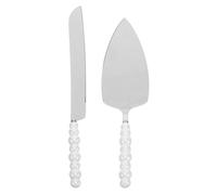 BESPORTBLE Spatule à Gâteau Coupe-gâteau en Acier Inoxydable 23 Cm Manche Céramique Nacrée Lame Dentelée Outil de Service à Dessert Élégant pour Mariage Anniversaire Noël Coffret Présent