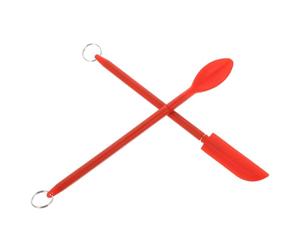 BESPORTBLE Spatule Cosmétique en Silicone Mini Télescopique 2 Pièces Rouge, Cuillère Doseuse Compacte pour Crème et Pâtisserie, Outil Polyvalent pour Maquillage Cuisine Professionnelle
