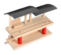 BESPORTBLE Station de Jeu Bois Double Niveau pour Garçon Fille Accessoire de Quai de Gare Bois Modèle Éducatif de Plateforme Ferroviaire de Construction pour Circuits de Train Cadeau Ludique