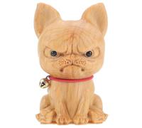 BESPORTBLE Statue Bois sculpté Bulldog décor Animal Miniature 6.5x4x3.5 cm Ornement Bureau Maison Voiture Cadeau Anniversaire Noël