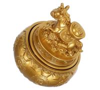 BESPORTBLE Statue Feng Shui Cheval Chinois 2026 avec Bassin au Trésor Doré, Figurine Rotative pour Décoration Intérieure, Ornement Prospérité et Richesse, 6,6 X 5,1 X 5,1 Cm, Bureau et