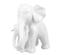 BESPORTBLE Statuette d'Éléphants en Céramique Blanche Ornement de Table Mère et Petit Éléphant Décoration Intérieure pour Maison et Bureau Figurine Artistique Réaliste Accessoire