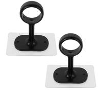 BESPORTBLE Supports Auto-adhésifs pour Tringle à Rideaux, Fixation sans Perçage, Couleur Noire, 2 Paires, Support Plafond et Mur pour Salle de Bain et Salon, Installation sans Outils,