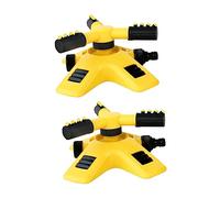 BESPORTBLE Système D'arrosage De Jardin 2 Pièces, Arroseur Rotatif 360° à Buses De Pulvérisation Triple, Irrigation Pelouse Et Plantes, Jaune, pour Pelouses, Potagers Et Patios