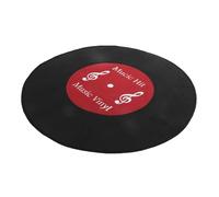 BESPORTBLE Tapis Rond de Disque Vinyle Antidérapant 60x60 Cm en Vinyle Esthétique Noir, Tapis Doux et Moelleux pour Chambre et Salon, Décoration Intérieure Musicale et Protectrice