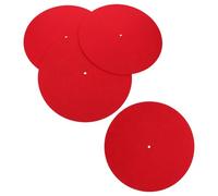 BESPORTBLE Tapis Rond en Feutre de Laine 295 CM Rouge Lot de 4 Tapis Antidérapants pour Platine Vinyle Musical Polyvalent pour Salon Bureau ou Chambre Facile à Nettoyer