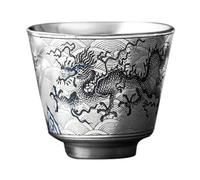 BESPORTBLE Tasse à Thé Kung Fu en Porcelaine Bleue et Blanche à Motif Dragon Argenté Petite Tasse Délicate 1 Pièce Service à Thé Chinois pour Dégustation Traditionnelle et Cérémonie