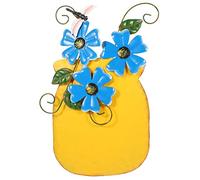 BESPORTBLE tenture murale vase en fer forgé mur de pot de fleur balustrade clôture decoration jardin décoration jardin décoration de décor de pot de fleur de balcon le fer Yellow