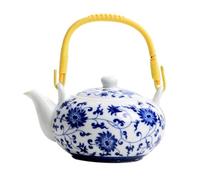 BESPORTBLE Théière en Céramique Bleue et Blanche Grosse Capacité Résistante à Haute Température Anse Ergonomique Bouilloire Décorative pour Maison et Bureau Lisse Pratique pour