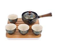 BESPORTBLE Théière Kung Fu Portable Poignée Amovible Infuseur Intégré Coffret de Voyage Inclus Service à Thé 4 Pièces en Céramique Texturée pour Bureau Extérieur et Maison