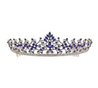 BESPORTBLE Tiare en Strass Baroque pour Mariée, Couronne Bleue en Alliage | Maintien Sécurisé par Peigne, Ne Se Déforme Pas Facilement, pour Chignon et Voile, Banquet, Concours