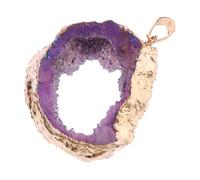 BESPORTBLE Tranche d'Agate Naturelle Violette Bordure Dorée Électrolytique, Pendentif Décoratif Brillant pour Création de Bijoux DIY, Pierre Précieuse Irrégulière sans Chaîne, Accessoire