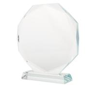 BESPORTBLE Trophée en Cristal Vierge : Trophée octogonal en Cristal Transparent de 140 mm, Plaque de Reconnaissance en Verre à Faire soi-même pour Le Concours de Remise des diplômes des employés
