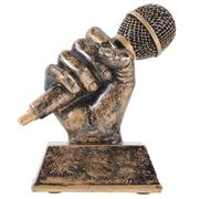 BESPORTBLE TrophéE Microphone en RéSine DoréE, IdéAl pour Concours De Chant, DéCoration Vintage pour Ktv, 13,5Cm trophée Chanteur