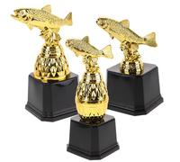 BESPORTBLE Trophée Mini Poisson 3 Pièces Coupe de Compétition pour École et Fête de Pêche 7.68X4.33X4.33 Pouces Décoration de Récompense