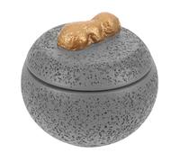 BESPORTBLE Urne Funéraire pour Petit Chien 350 ML en Ciment Gris Couvercle Hermétique, Mini Urne Décorative Ronde pour Cendres D’Animaux de Compagnie, Boîte Commémorative Résistante