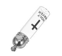 BESPORTBLE Vase Bénitier en Verre 35x11 Mm Grand Format Bouchon Acrylique Argenté, Flacon D’Eau Bénite Chrétien pour Baptême, Cérémonie Religieuse et Décoration Sacrée