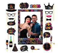Besreey Accessoires Photo pour Photo-Booth, Cadre à Selfie, Accessoires Amusants pour Le Nouvel an, Accessoires Photo de Noël, Accessoires de Nouvel an, Accessoires pour Selfies pour et