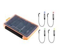 Besreey Alarme de pêche pour cannes à pêche, indicateurs de morsure de poisson | Lot de 4 stringer compacts, pas d'alerte de pêche facile, deux tendeurs de chaîne avec boîte de rangement pour stream