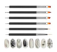 Besreey Ensemble de pinceaux pour, kit de pinceaux pour la conception des ongles - Kit d'outils de conception d'ongles à double extrémité 6 pièces,Outils de pointage des ongles pour femmes
