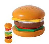 Besreey Jouet à empiler en bois pour hamburgers, jouet à empiler pour les aliments - Jouez aux jouets alimentaires pour les tout-petits qui empilent des sandwichs à hamburgers, jouets de motricité