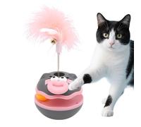 Besreey Jouet à roulettes pour chat - Balle de jeu rotative - Accessoire pour chaton avec plume et clochette - Activité intérieure pour le mouvement et l'ennui