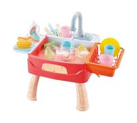 Besreey Jouet Évier Cuisine - Robinet Automatique avec Eau Courante Électrique,Système Automatique de Cycle d'eau Accessoires Lave-Vaisselle Inclus Jouets Éducatifs d'Imitation pour Pratique