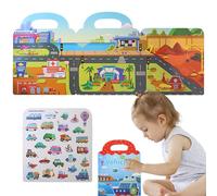 Besreey Livre d'autocollants pour véhicules - Livre d'autocollants réutilisables - Jouet - Papier puzzle portable imperméable - Outil d'apprentissage précoce pliable pour de 3 ans et plus avec