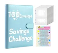 Besreey Lot de 100 dossiers défi d'enveloppes, 100 enveloppes, enveloppes à économie d'argent pour le défi de trésorerie, livre de défis économiques avec livre de budget Spar-Challenge, classeur de