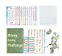 Besreey Lot de 100 pochettes de défis d'enveloppe, pour l'argent liquide, livre de défis économiques en cuir synthétique massif au format 6
