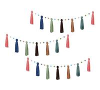 Besreey Lot de 3 guirlandes de pompons - Décoration de fête - Multicolore - Style bohème - Décoration pour la maison - Pour plafond, mur, porte, mur, porte, tableau d'affichage, photographie
