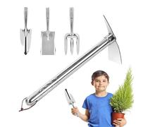 Besreey Lot de 4 outils de jardinage - Houe en acier inoxydable pour plantes et transplantations - Fourches funéraires résistantes aux intempéries - Pour jardin, cour, balcon, terrasse, camping