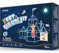 besrey 133 Pcs Kit de Construction de Cabane Enfant avec Jeu de Lancer, Brillent en Blue dans Le Noir-Jeux de Construction Interieur Extérieur, Châteaux, Tente Enfant, Tunnel de Jeu, Creative Fort