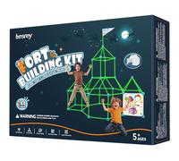 besrey 144 Pcs Kit de Construction de Cabane Enfant avec Jeu de Lancer, Brillent dans Le Noir-Jeux de Construction Interieur Extérieur, Châteaux, Tente Enfant, Tunnel de Jeu, Creative Fort