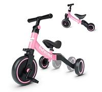 besrey 5 en 1 Tricycle Enfant,bébé évolutif 1-4 Ans,Vélo Draisienne, sans Pédale, Rose