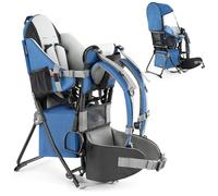 besrey Klevin Sac à dos de randonnée pour bébé avec siège de sécurité à 3 hauteurs, sangles réglables et ceinture de taille, cadre pliable, léger, grande capacité, bleu