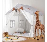 Besrey Tente de jeu 2 en 1 pour enfants avec tapis rembourré et lumières, grande maison de jeu pour enfants avec 2 portes et 4 fenêtres, intérieur et extérieur, tente de Noël pour tout-petit, 129,5 x