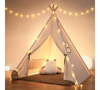 besrey Tipi Enfant avec Tapis Rembourré & Fixateur & Lumière, Pur Coton Naturel, Tente Enfant Interieur pour Garçon et Fille (Ivore)…