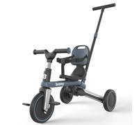 besrey Tricycle 5 en 1 pour Enfant de 1 à 3 Ans avec poignée de Direction Pliable et attelage de Roue, Roues Plus Grandes, pédales Amovibles, siège réglable en Hauteur, Bleu foncé