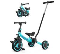 besrey Tricycle 5 en 1 pour Tout-Petits avec poignée de Direction pour 1 à 5 Ans, Tricycle Pliable pour Enfants,Vélo Draisienne,Vélo sans Pédale,Vert