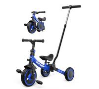 besrey Tricycle 5 en 1 pour Tout-Petits avec poignée de Direction pour 1 à 5 Ans, Tricycle Pliable pour Enfants,Vélo Draisienne,Vélo sans Pédale,Bleu