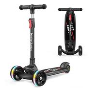 besrey Trottinette Pliable pour Enfant de 2 à 10 Ans, Trottinette Enfant 3 Roues débutante avec Roues Lumineuses, Hauteur réglable, Noir