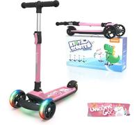 besrey Trottinette Pliable pour Enfant de 2 à 10 Ans, Trottinette Enfant 3 Roues débutante avec Roues Lumineuses, Hauteur réglable, Rose pêche, M