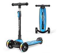 besrey Trottinette Pliable pour Enfant de 2 à 10 Ans, Trottinette Enfant 3 Roues débutante avec Roues Lumineuses, Hauteur réglable, Bleu