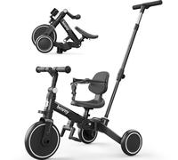 besrey Vélo pour tout-petits avec poignée de poussée à contrôle parental pour filles et garçons de 1 à 3 ans, tricycle pour enfants, tricycle pour tout-petits avec pédale amovible, siège réglable,Noir