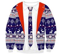 BesserBay Pull pour homme 3D imprimé Noël chandail col rond pull à manches longues S-XXL, a2, L