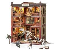 BESSERITE Book Nook Fossiles de Dinosaures avec LED, Puzzle 3D en Bois | Musée miniature à monter : 316 pièces, LED tactile, 6 à 8 h d’assemblage, 3 niveaux, pour adultes et ados dès 14 ans.