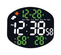 Besshepplo 1 horloge murale numérique avec affichage des conditions météorologiques, horloge numérique LED, moniteur de température et d'humidité, télécommande pour la maison, le bureau, le salon, la