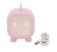 Besshepplo 1 réveil numérique en forme de dinosaure avec veilleuse et contrôle du son, horloge de table pour décoration de chambre à coucher, fonction compte à rebours (rose)