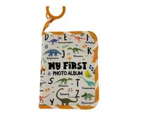 Besshepplo Album photo en tissu doux pour bébé avec boucle de suspension et miroir - Peut contenir 17 photos de 10 x 15 cm - Livre de souvenirs personnalisable pour la première année - Jaune - 14 x 17